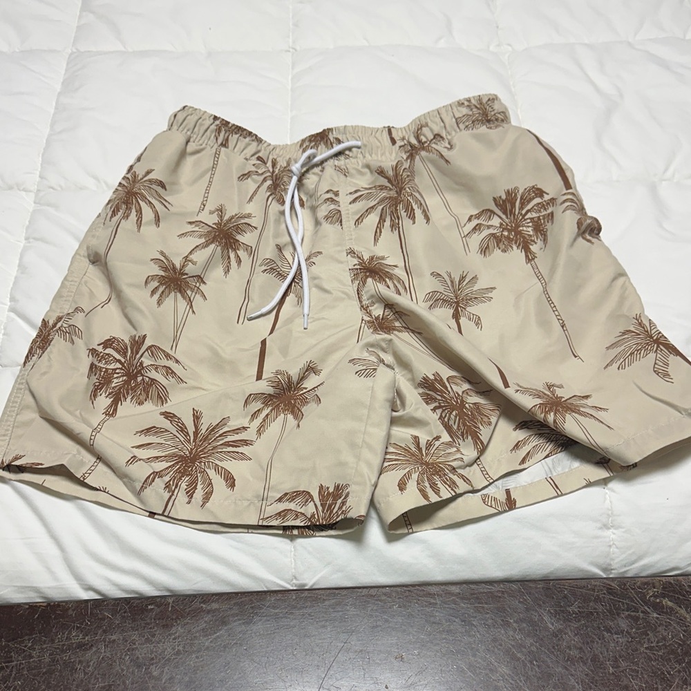 NFINITY Beige Palm Print Shorts